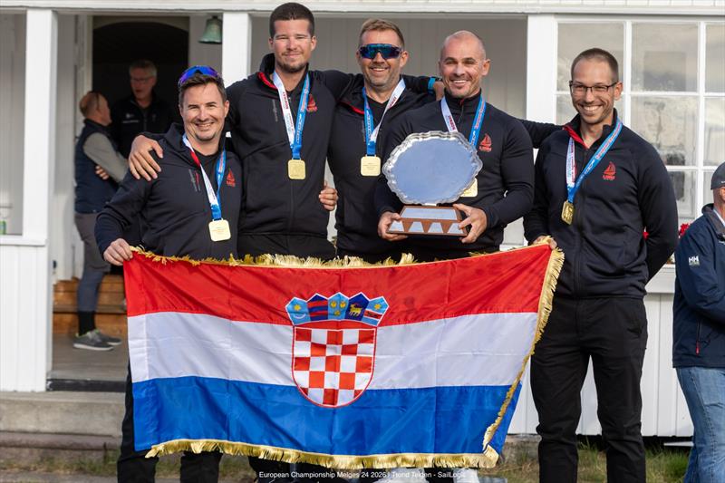 RAZJAREN (CRO867) - Ante Cesic, Lukasz Podniesinski, Tonci Knezovic, Ljubo Jercic and Antonio Milisic - Melges 24 European Champions 2026 with a race to spare - Melges 24 European Championship 2026 - Tønsberg, Norway photo copyright Trond Teigen / SailLogic taken at  and featuring the Melges 24 class