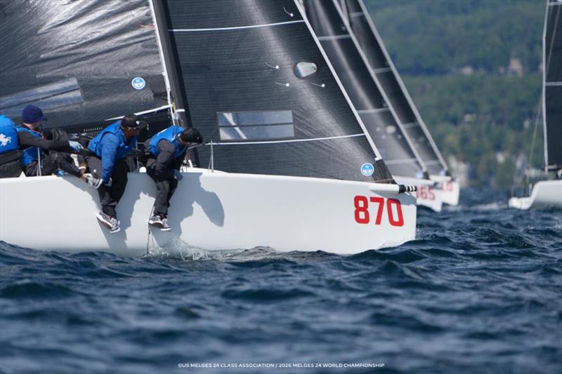 Dark Horse (USA) by Cuyler Morris with Manu Weiller, Ripley Shelley, Mark Ivey and Alec Anderson at the Practice Race - Melges 24 World Championship 2026 - Harbor Springs, MI, USA - photo © U.S. Melges 24 Class Association