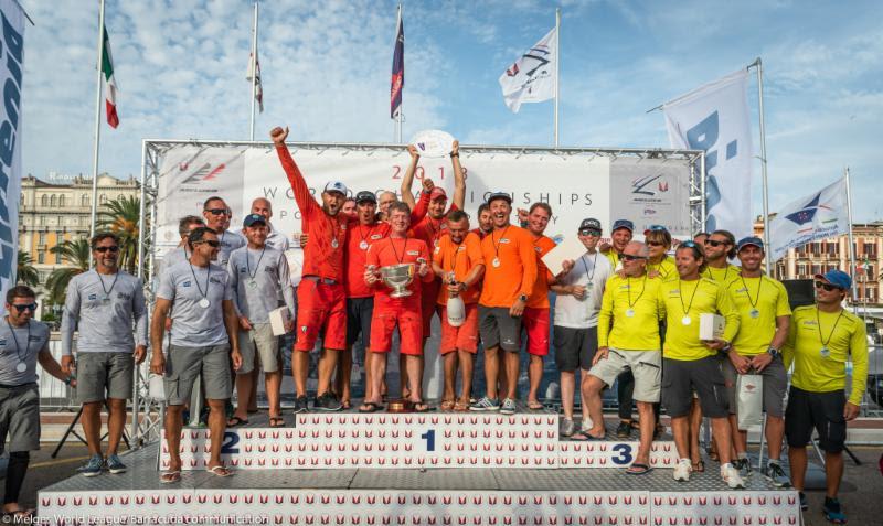 2018 Melges 32 World Championship - Cagliari, Italy - Overall Podium photo copyright Melges World League / Barracuda Communication taken at Yacht Club Cagliari and featuring the Melges 32 class