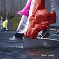 Spinnaker drop during the Merlin Rocket Allen South East Series Round 1 at Broxbourne © Rob O'Neill