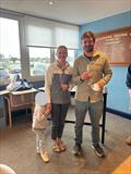 Sarah Conlon and Tom Ballentine, third in the Merlin Rocket Women's Championship at Brightlingsea © Livvy Bell