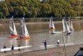 Rowers wait on the shore as the race starts - Merlin Rocket Downriver Race at Ranelagh © Nicola Scaddan