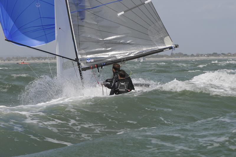 Jasper Barnham & Graham Sexton during the Merlin Rocket Silver Tiller event at Hayling photo copyright Robert O'Neill taken at Hayling Island Sailing Club and featuring the Merlin Rocket class