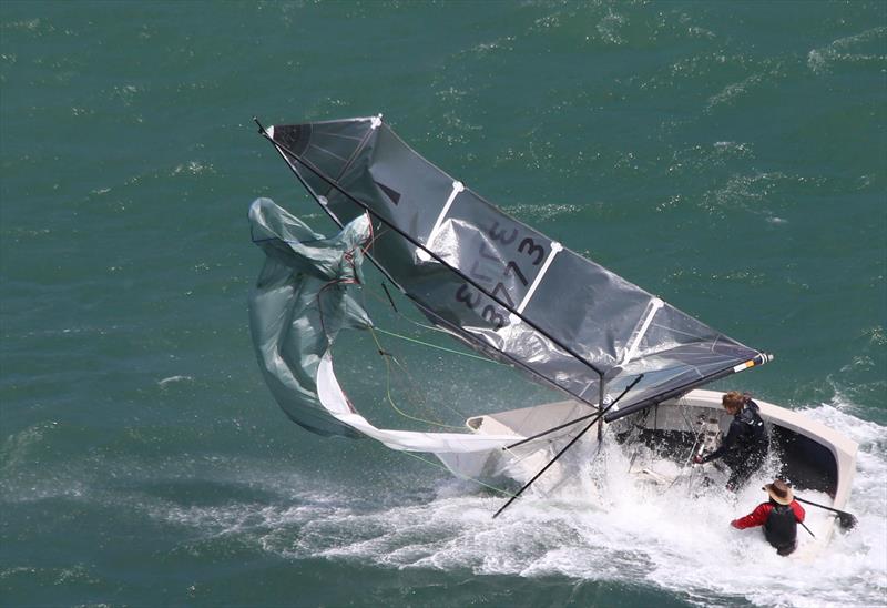 Alan Warren & Bill Carroll lose their mast on day 3 at Sharps Doom Bar Merlin Week at Salcombe - photo © Ellie Sharps