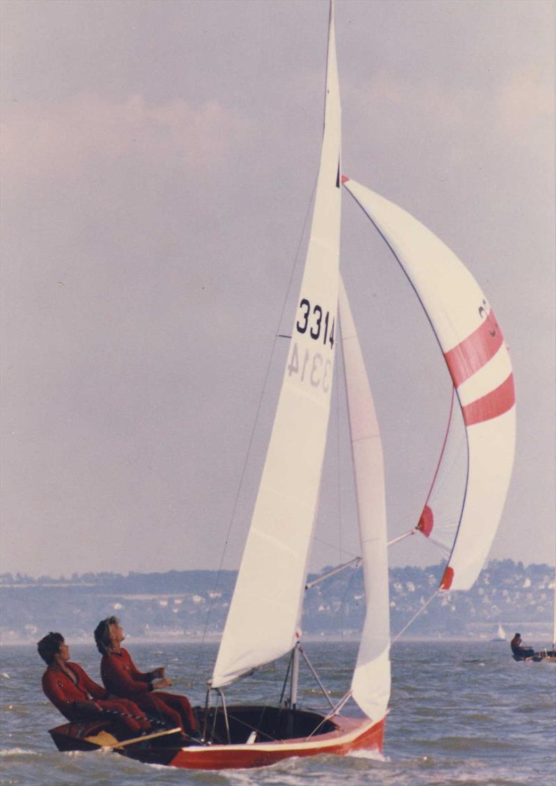 They say that winning the first one is the hardest; although lighter than most of the competition, Jon and Richard win their first Merlin Rocket Championships at Whitstable in 1983 photo copyright Jon Turner taken at Whitstable Yacht Club and featuring the Merlin Rocket class