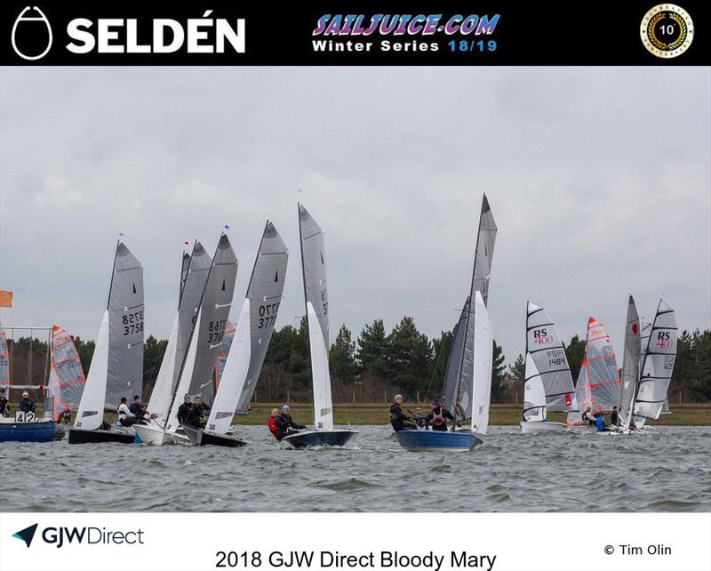 GJW Direct Bloody Mary 2019 photo copyright Tim Olin / www.olinphoto.co.uk taken at Queen Mary Sailing Club and featuring the Merlin Rocket class