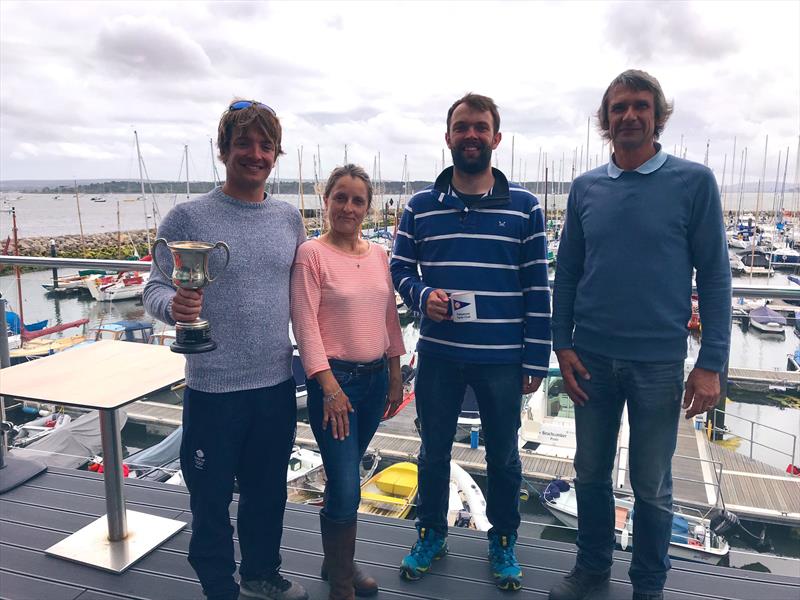 Winners with the organisers (l-r) Ben Saxton, Louisa Archer, Tim Saxton & Ben Archer after the Craftinsure Merlin Rocket Silver Tiller at Parkstone photo copyright Pippa Kilsby taken at Parkstone Yacht Club and featuring the Merlin Rocket class