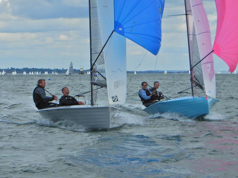 Approaching the gybe during the Lymington Merlin Rocket Open  photo copyright Robin Milledge taken at Lymington Town Sailing Club and featuring the Merlin Rocket class