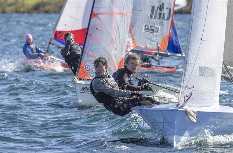 Approaching the finish during the Easter Cooler at Notts County photo copyright David Eberlin taken at Notts County Sailing Club and featuring the Merlin Rocket class