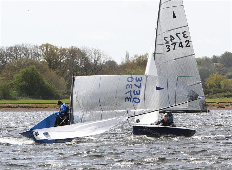 Bartley Merlin Rocket Open: A tad too much windward heel downwind for Paul Hollis & Michelle Evans photo copyright Debbie Degge taken at Bartley Sailing Club and featuring the Merlin Rocket class