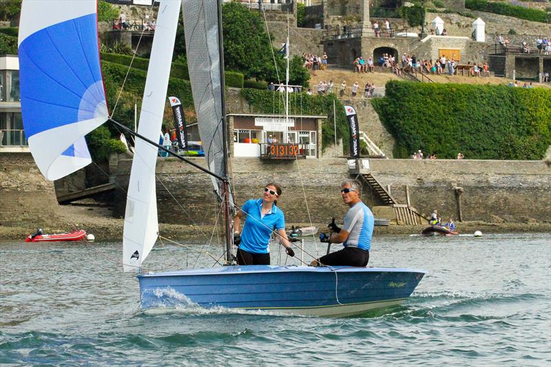 Tim Fells and Fran Giddord win race 10 of Sharp's Doom Bar Salcombe Merlin Week photo copyright John Murrell taken at Salcombe Yacht Club and featuring the Merlin Rocket class