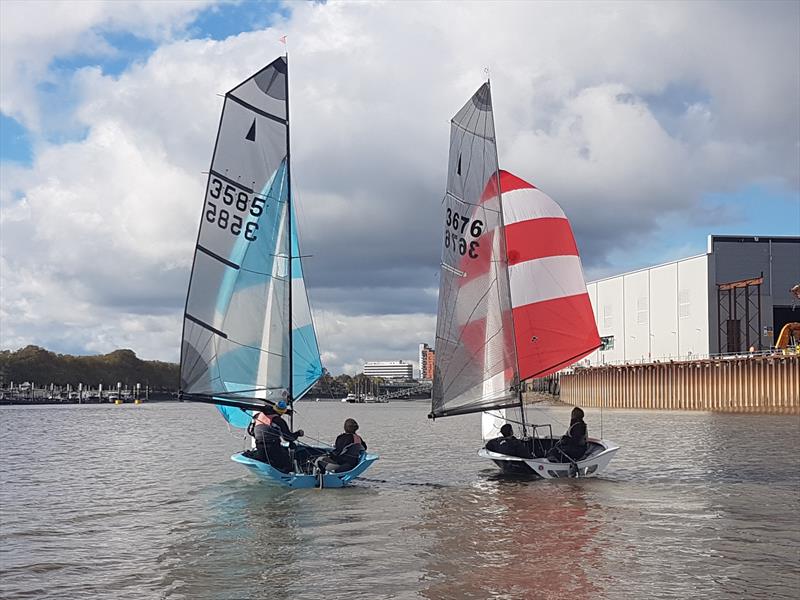 Merlin Rocket Downriver race at Ranelagh photo copyright Brian Clark taken at Ranelagh Sailing Club and featuring the Merlin Rocket class