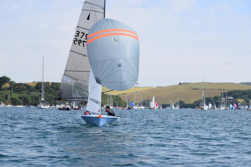 Alex Jackson and Mary Henderson are second overall after day 2 of Salcombe Gin Merlin Rocket Week 2019 photo copyright Tim Fells taken at Salcombe Yacht Club and featuring the Merlin Rocket class