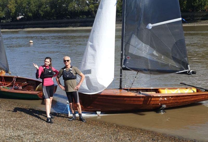 Rob and Hattie Cage win the Merlin Rocket Downriver Race at Ranelagh photo copyright Patrick Rayner taken at Ranelagh Sailing Club and featuring the Merlin Rocket class