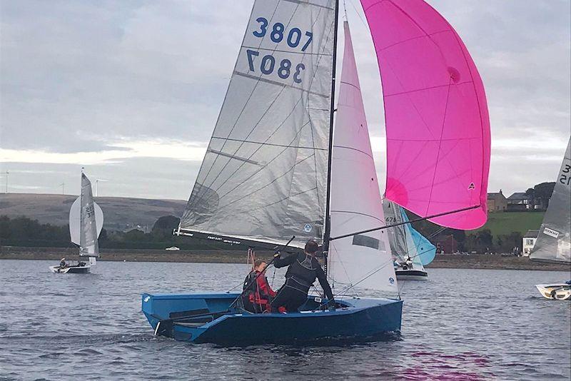 Tim Saxton and Mary Henderson during the Craftinsure Merlin Rocket Silver Tiller Felucca Trophy at Hollingworth photo copyright Emma Turner taken at Hollingworth Lake Sailing Club and featuring the Merlin Rocket class