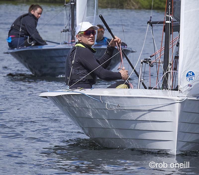 Chris Gould and Sophie Mackley ahead of Caroline Croft and Pete Gray during the Merlin Rocket Allen South East Series at Fishers Green photo copyright Rob O'Neill taken at Fishers Green Sailing Club and featuring the Merlin Rocket class