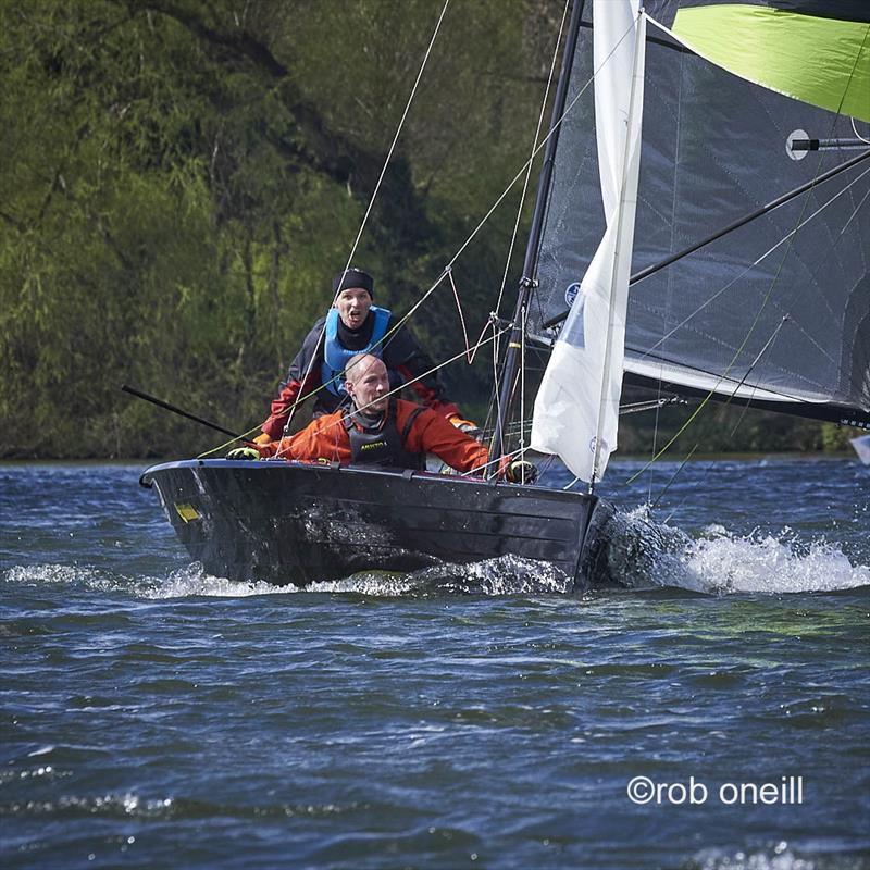 Tom Stewart and Rob Allen win Merlin Rocket Allen South East Series Round 1 at Broxbourne photo copyright Rob O'Neill taken at Broxbourne Sailing Club and featuring the Merlin Rocket class