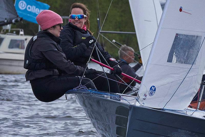 Caroline Croft and Livvy Bell win the Allen SE Series Round 3 at Fishers Green photo copyright Rob O'Neill taken at Fishers Green Sailing Club and featuring the Merlin Rocket class