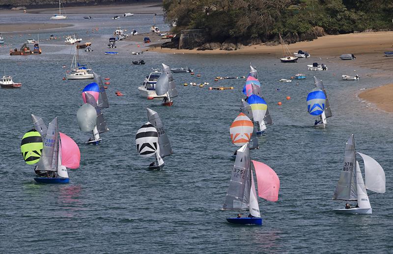 Under spinnaker during the Merlin Rocket South West Series at Salcombe photo copyright Lucy Burn taken at Salcombe Yacht Club and featuring the Merlin Rocket class