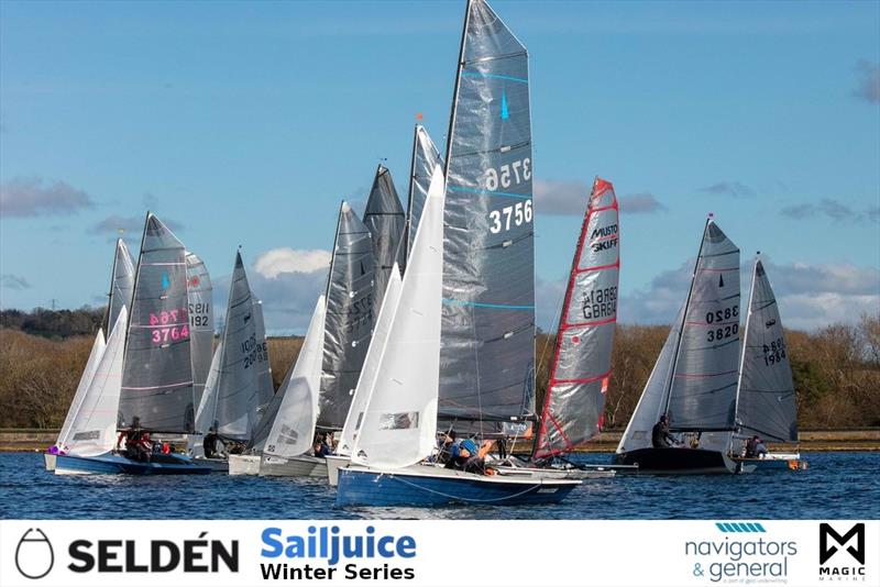 The Oxford Blue, part of the Seldén Sailjuice Winter Series photo copyright Tim Olin / www.olinphoto.co.uk taken at Oxford Sailing Club and featuring the Merlin Rocket class