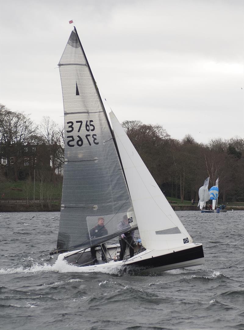 Rich Adams and Ashanti Lennox on their way to second overall and Gold fleet winner at the Merlin open at Midland Sailing Club photo copyright Julian Harms taken at Midland Sailing Club and featuring the Merlin Rocket class