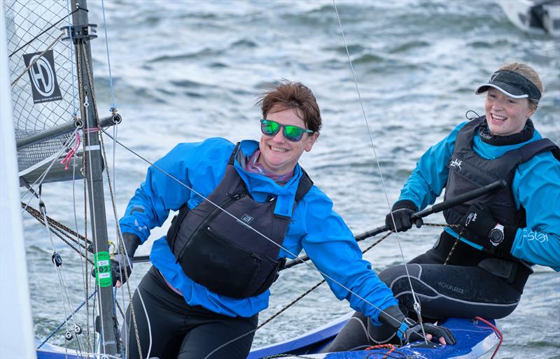 Chloe George and Louise Johnson enjoying the training at the Merlin Rocket Women's Training and Championship Weekend in 2023 photo copyright Patrick Blake taken at Lymington Town Sailing Club and featuring the Merlin Rocket class