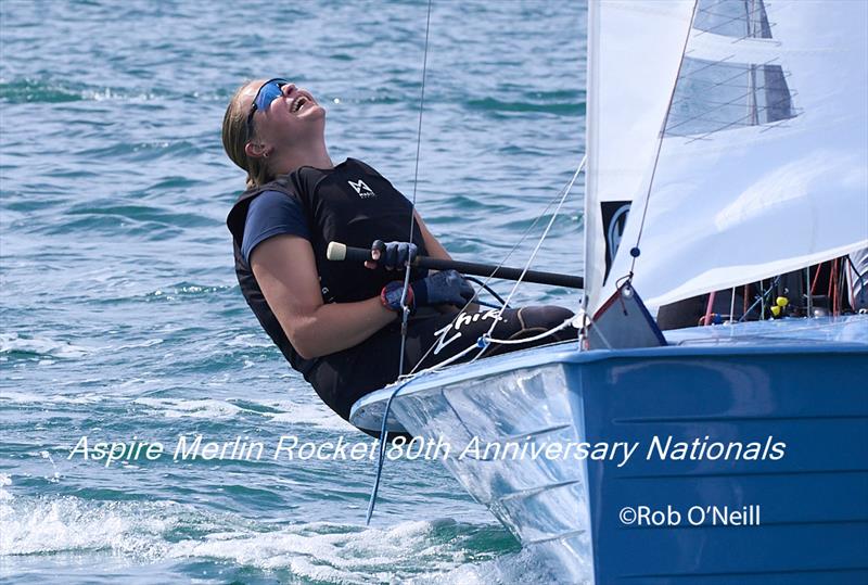 This is exactly what Becky thinks about being luffed off the course on day 4 of the Aspire Merlin Rocket Nationals at the WPNSA - photo © Rob O'Neill