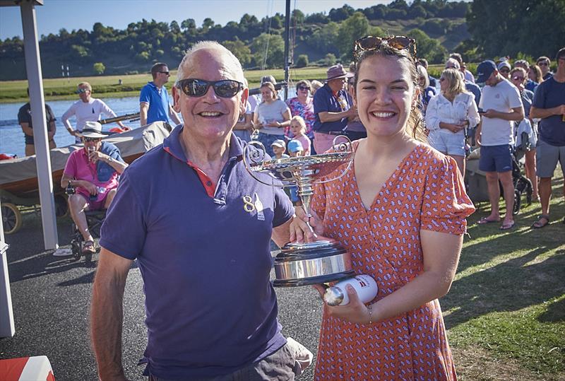 All smiles as John and Livy Bell win this beautiful trophy - Merlin Rocket 80th Anniversary - photo © Rob O'Neill