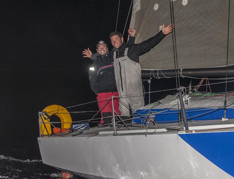 Damien Audrain & Pierre Brasseur win the Prototypes fleet in the Mini Fastnet prize giving photo copyright Gildas Hémon taken at Winches Club Douarnenez and featuring the Mini Transat class