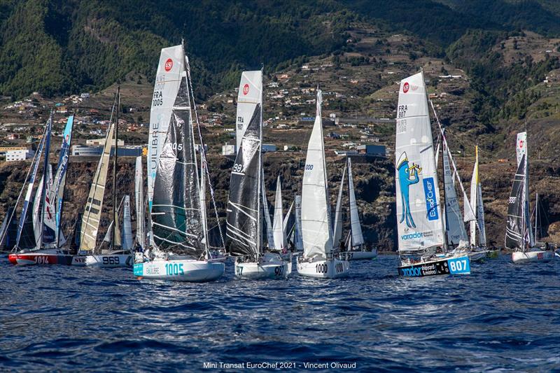 Mini Transat EuroChef 2021 Leg 2 start photo copyright Vincent Olivaud taken at  and featuring the Mini Transat class