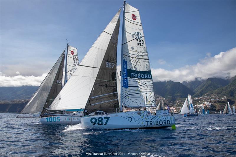 Mini Transat EuroChef 2021 Leg 2 start photo copyright Vincent Olivaud taken at  and featuring the Mini Transat class