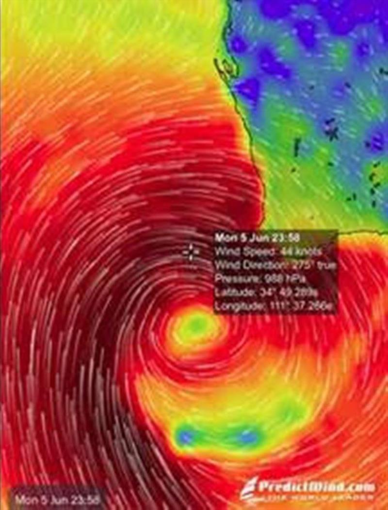 Screenshot of upcoming weather system as at May 31 photo copyright Predictwind taken at  and featuring the Mini Transat class