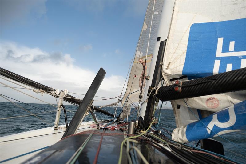 Ambre Hasson presses 618, her Classe Mini Prototype, to weather under shortened sails - photo © Ambre Hasson Collection/Lucie Billaudel