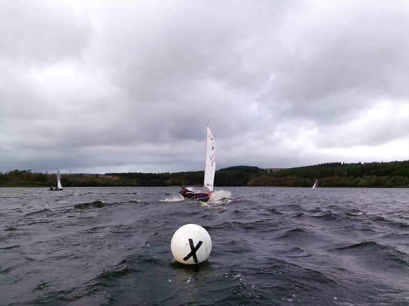 Simon Evans & Stephen Cronshaw set off on the final reach on their way to victory in the Miracle Northerns at Delph photo copyright Martin Bathe taken at Delph Sailing Club and featuring the Miracle class