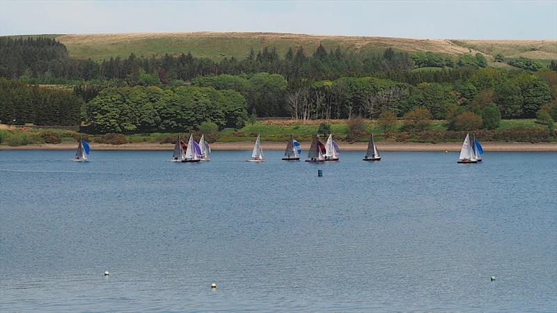 The first downwind leg on the Saturday during the Miracle Northerns at Delph photo copyright Chris Jones taken at Delph Sailing Club and featuring the Miracle class