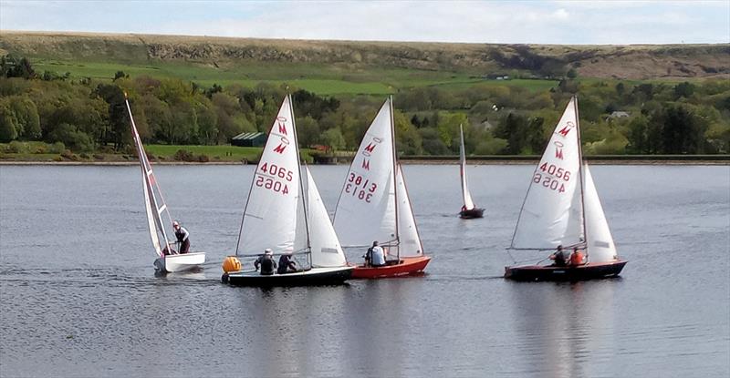 The best of the rest round the windward mark during race 4 of the 2024 Miracle Northern Championship  photo copyright Martin Bathe taken at Delph Sailing Club and featuring the Miracle class