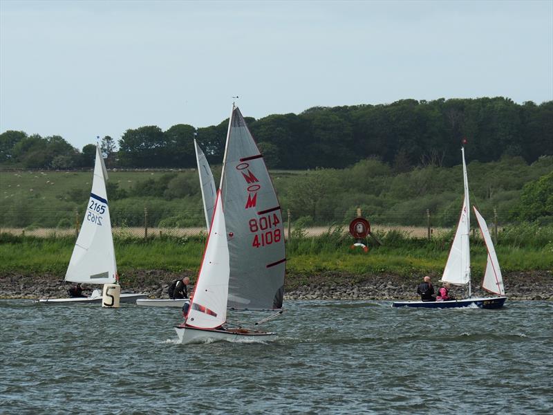 Octegenarian Geoff with Chris during the Border Counties Midweek Sailing at Shotwick Lake photo copyright John Nield taken at Shotwick Lake Sailing and featuring the Miracle class