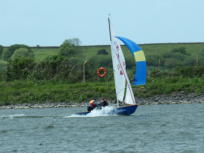 Hold on tight during the Border Counties Midweek Sailing at Shotwick Lake photo copyright John Nield taken at Shotwick Lake Sailing and featuring the Miracle class