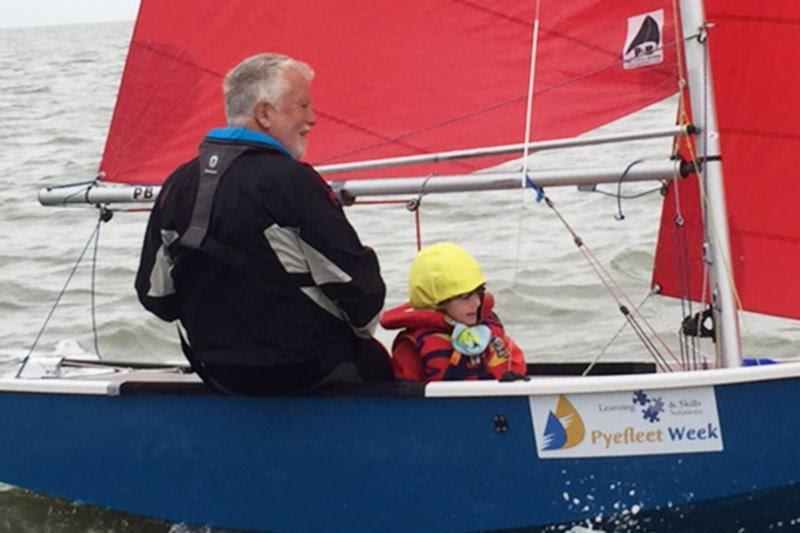 3-year-old Josie Heppell and grandfather Steve on day 5 at Learning & Skills Solutions Pyefleet Week photo copyright Marie Cross taken at Brightlingsea Sailing Club and featuring the Mirror class