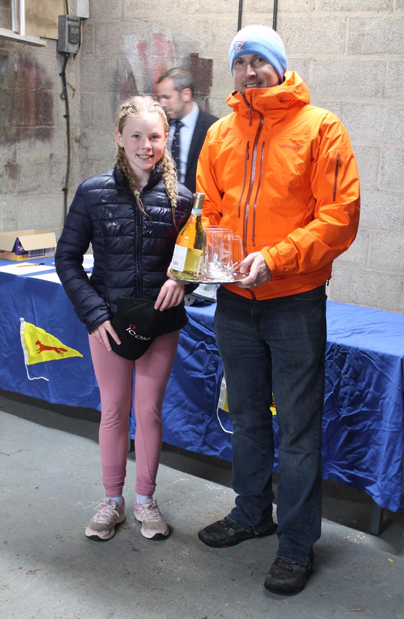 Mirror Northern Traveller round winners: Andy & Lily Smith with Trophies during the GP14 Northern Area Championship & Mirror Open at Bassenthwaite  photo copyright William Carruthers taken at Bassenthwaite Sailing Club and featuring the Mirror class