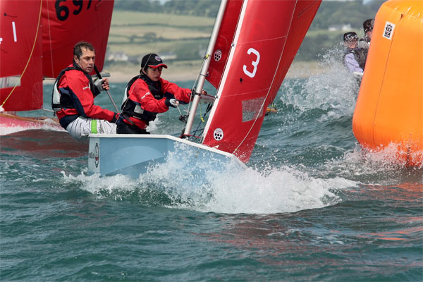 Strong winds and big waves on day one of the Mirror nationals in Pwllheli photo copyright Peter Newton taken at Pwllheli Sailing Club and featuring the Mirror class