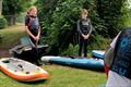 Freddie Sunderland & Stella Nygard paddleboarding at Olton Mere © Jane Sunderland