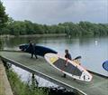 Freddie Sunderland & Stella Nygard paddleboarding at Olton Mere © Jane Sunderland