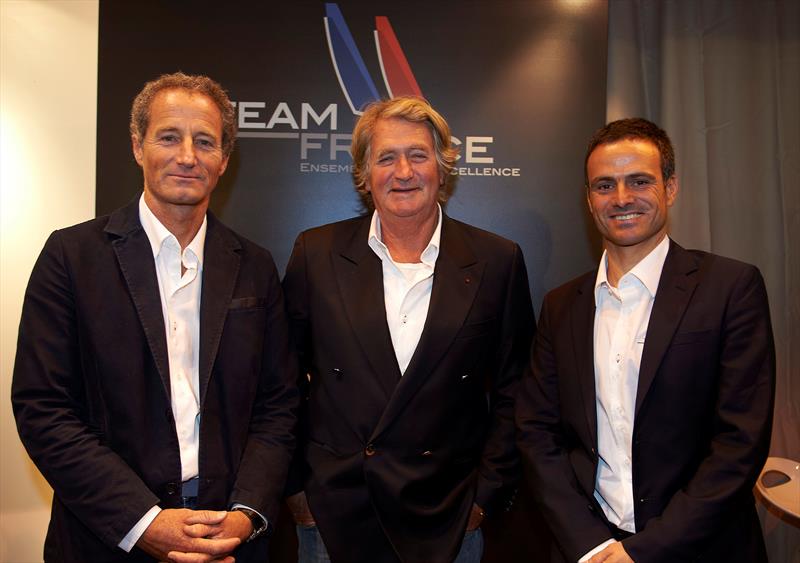 Franck Cammas, Michel Desjoyeaux and Olivier de Kersauson present Team France photo copyright Yvan Zedda taken at 
