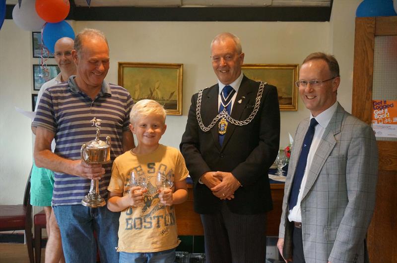 Ken Duffell and grandson Matthew Valentine receive their prize from Kingston's mayor Ken Smith. At right is Minima Commodore Andy Banks photo copyright John Forbes taken at Minima Yacht Club