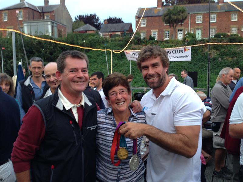 Keith Lovett from Haven Knox-Johnston, Kathy Claydon WSC Commodore and Iain Percy OBE photo copyright Keith Lovett taken at Weymouth Sailing Club