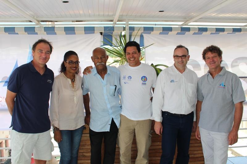 Bertrand de Broc (Ambassador) Chantalle Vetro (CMT), Georges Brival (Sponsor), Claude Granel (Director organization), Franck Dupont (Petroservices / SMS), Jean-Michel Figueres (Race Director) photo copyright Caroline Rosier taken at Club Nautique le Neptune au Lamentin