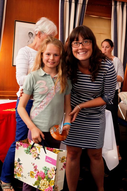 Abbey Hire is presented with the Joules Trophy by Kelly Burgess during the Royal Lymington YC Youth Week Prize giving photo copyright Jerzy Kanarek taken at Royal Lymington Yacht Club