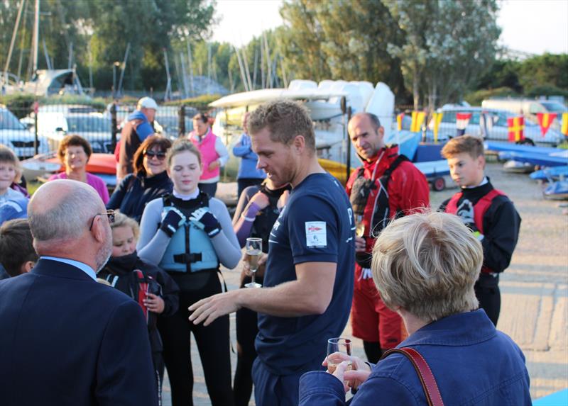 David ‘Freddie' Carr names the new boats at Tudor Sailing Club photo copyright Hannah Barnes taken at Tudor Sailing Club