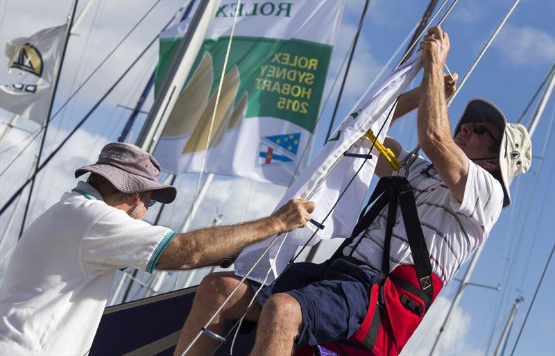 Boat preparation after the weather briefing for the  at a Rolex Sydney Hobart Yacht Race photo copyright Rolex / Stefano Gattini taken at Cruising Yacht Club of Australia